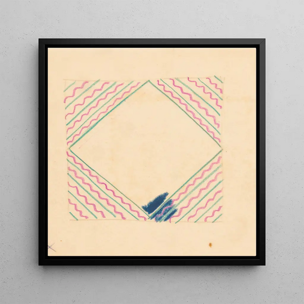 Croquis divers pour dessus de table en marqueterie avec motif en zigzag - Winold Reiss — framed artwork on a wall