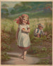 Petite fille et petit garçon cueillant des fruits et des fleurs - Crosby — artwork view