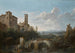 River landscape painting with ruins of an aqueduct - César Van Loo — artwork view