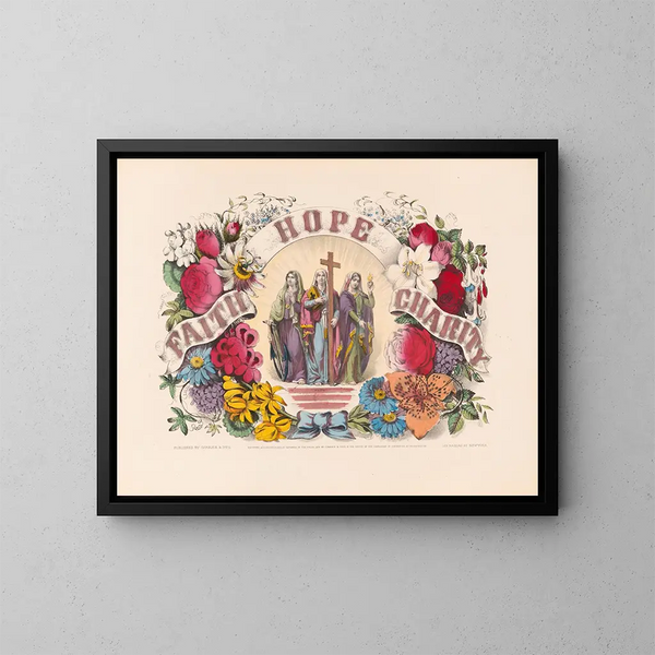 Faith, Hope, Charity - Currier & Ives — framed artwork on a wall
