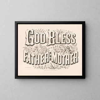 God Bless Father and Mother - Currier & Ives — framed artwork on a wall