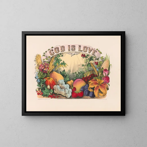 God is love - Currier & Ives — framed artwork on a wall