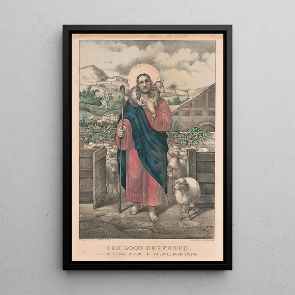 Reproduction of the painting Bon pasteur I am the good shepherd - Currier & Ives