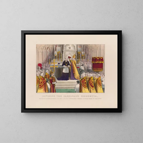 Imposition de la barrette des cardinaux à Son Éminence l'archevêque McCloskey de New York - Currier & Ives — framed artwork on a wall