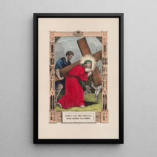 Jesus and the Cyrenean - Currier & Ives — framed artwork on a wall