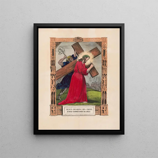 Jesus carrying his cross - Currier & Ives — framed artwork on a wall