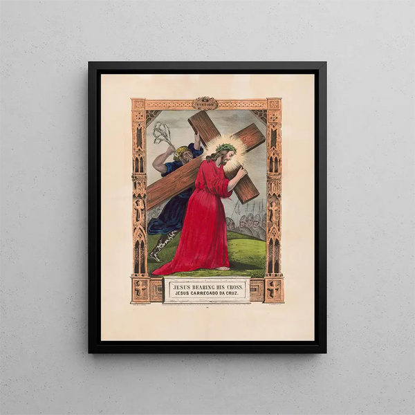 Jesus carrying his cross - Currier & Ives — framed artwork on a wall