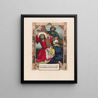 Jesus imprints his face on a cloth - Currier & Ives — framed artwork on a wall