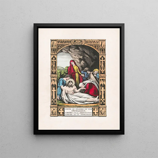 Jesus placed in the sepulchre - Currier & Ives — framed artwork on a wall