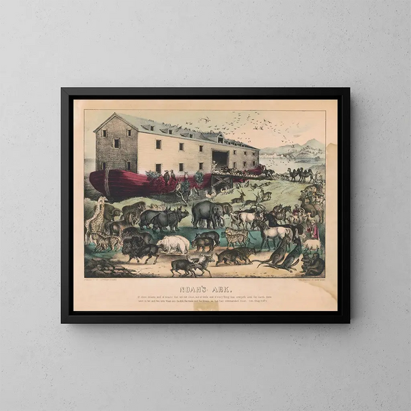 Noah's Ark - Currier & Ives — framed artwork on a wall