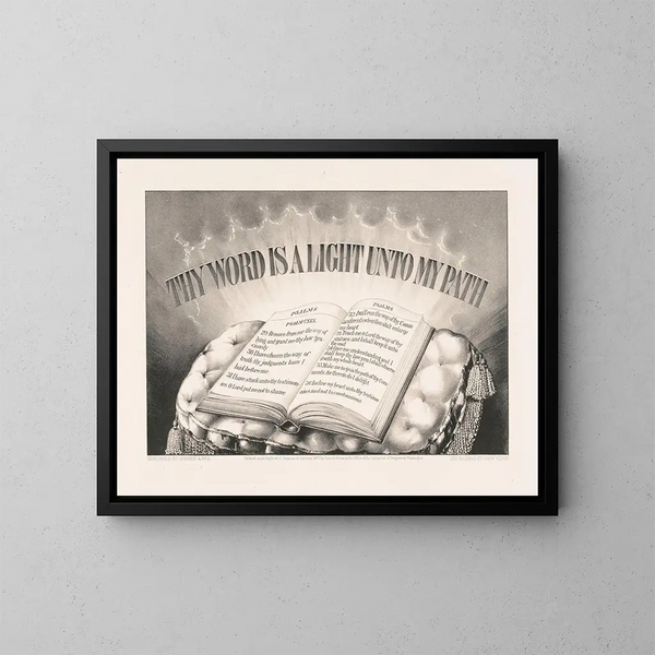 Your word is a light on my path - Currier & Ives — framed artwork on a wall