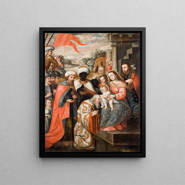 Adoration of the Magi - Cusco School — framed artwork on a wall