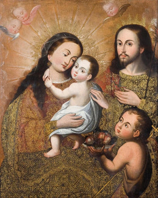 the Holy Family with Saint John and a goldfinch - School of Cusco — artwork view