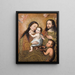 the Holy Family with Saint John and a goldfinch - School of Cusco — framed artwork on a wall