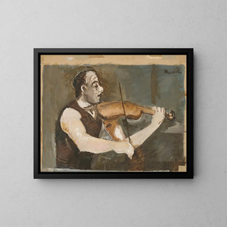Fiddler gitan sur le dos - Cyprian Majernik — framed artwork on a wall