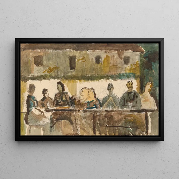 Feast in front of the house - Cyprian Majernik — framed artwork on a wall