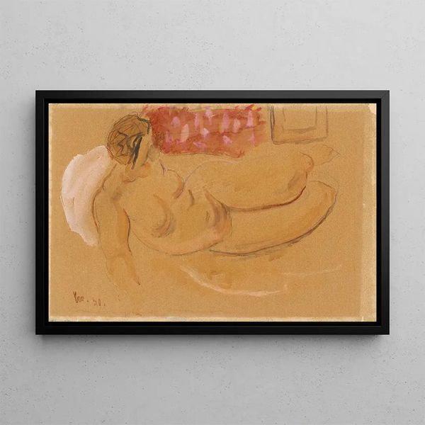 a reclining female nude - Cyprian Majernik — framed artwork on a wall