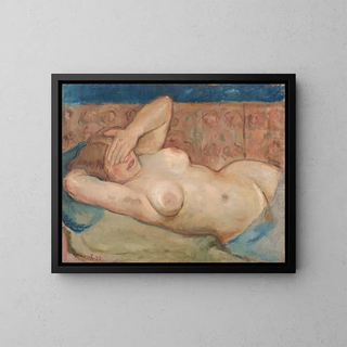 Nude reclining shy - Cyprian Majernik — framed artwork on a wall