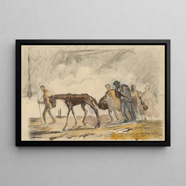 Study for the lithograph Refugees - Cyprian Majernik — framed artwork on a wall
