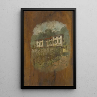 House on the Hill Painting - Cyril Kutlik — framed artwork on a wall