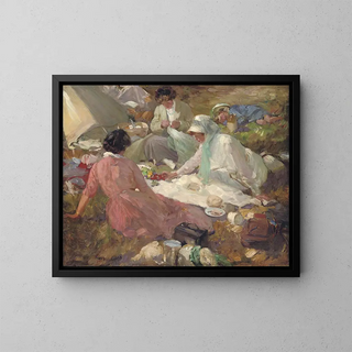 The Picnic - Cyrus Cincinatto Cuneo — framed artwork on a wall