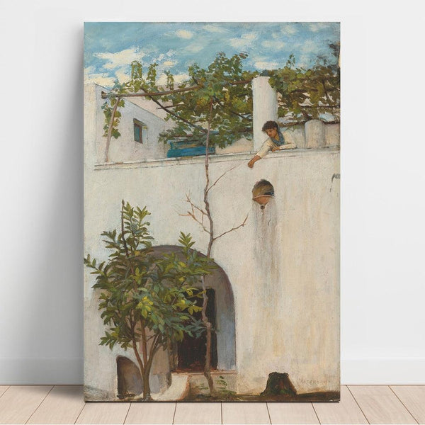 Reproduction of the painting Dame au balcon, Capri - John William Waterhouse