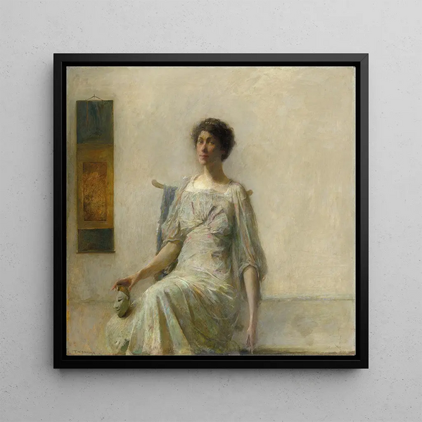 Dame avec un Masque - Thomas Wilmer Dewing — framed artwork on a wall