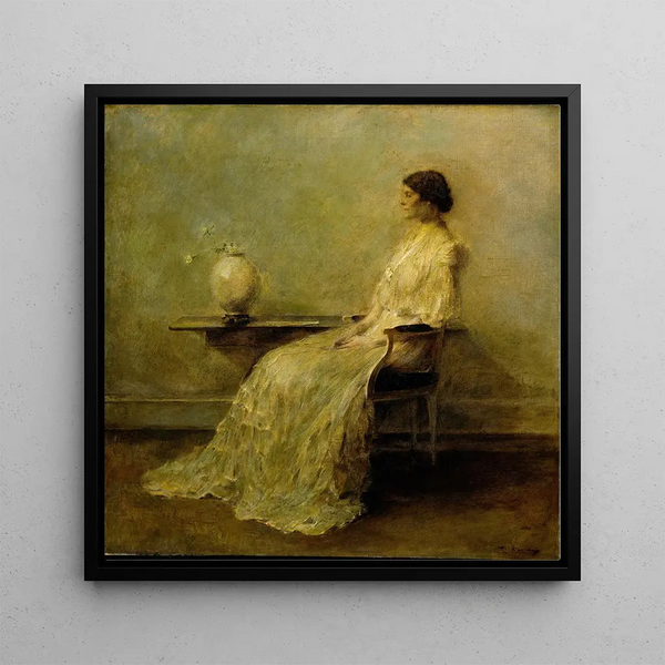 Dame in White No. 2 - Thomas Wilmer Dewing — framed artwork on a wall