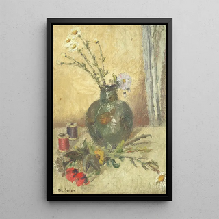 Flowers in a vase - Dame Ethel Walker — framed artwork on a wall