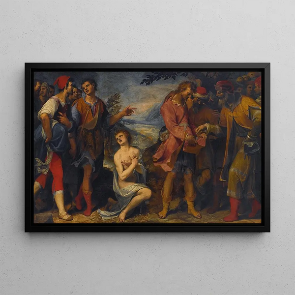 Joseph Sold into Slavery by His Brothers - Damiano Mascagni — framed artwork on a wall