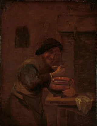 Man eating in a terracotta pot - Daniel Boone — artwork view