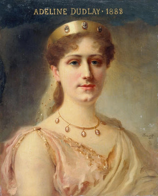 Portrait painting of Adeline Dudlay 1858-1934, member of the Comédie-Française in the role of Alcmène - Daniel Brard — artwork view