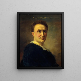 Portrait painting of Eugène Silvain 1851-1930, member of the Comédie-Française - Daniel Brard — framed artwork on a wall