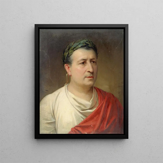 Portrait painting of Henri Maubant 1821-1902, member of the Comédie-Française in the role of Auguste in Cinna - Daniel Brard — framed artwork on a wall