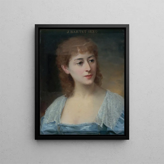 Portrait painting of Julia Bartet 1854-1941, member of the Comédie-Française in the role of Mlle du Vigean - Daniel Brard — framed artwork on a wall