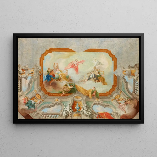 Apollon with the Muses, project for a ceiling - Daniel Gran — framed artwork on a wall