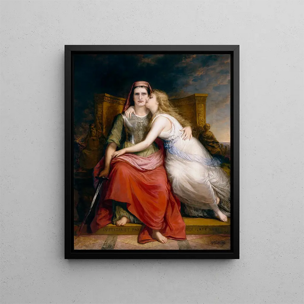 Justice and Peace - Daniel Huntington — framed artwork on a wall