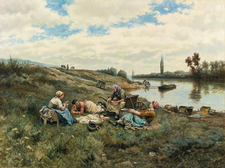 After a Lunch by the Seine Banks - Daniel Ridgway Knight — artwork view