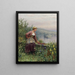 Breton girl overlooking a stream - Daniel Ridgway Knight — framed artwork on a wall