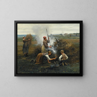 Brush in Fire - Daniel Ridgway Knight — framed artwork on a wall