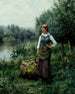 Girl by a Stream Flanders - Daniel Ridgway Knight — artwork view