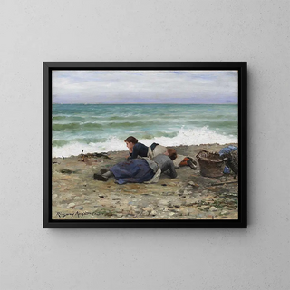 High tide at Étretat - Daniel Ridgway Knight — framed artwork on a wall