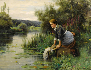 Laveuse au bord de l'eau - Daniel Ridgway Knight — artwork view