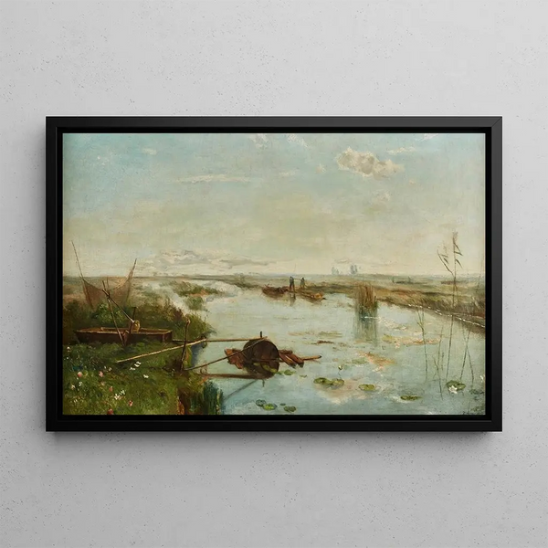 Boats on a River - Daniel Ridgway Knight — framed artwork on a wall