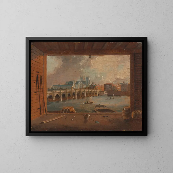 A view of Westminster Bridge - Daniel Turner — framed artwork on a wall