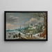 Winter Landscape Painting with Figures Ice Skating on a Frozen River - Daniel van Heil — framed artwork on a wall