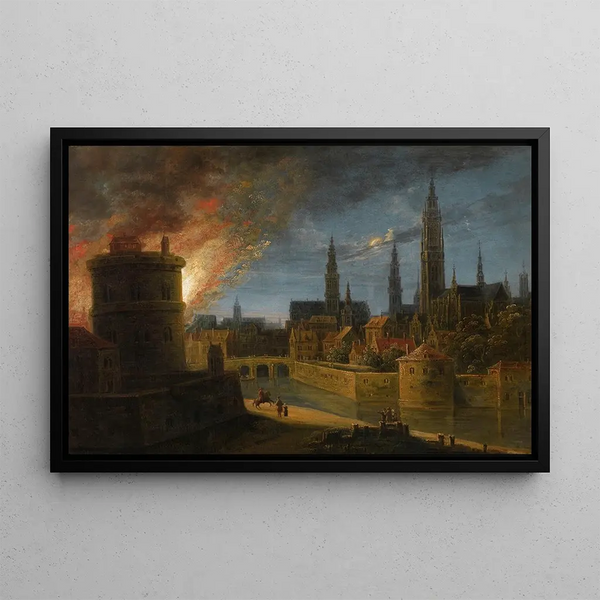 Fire in Antwerp - Daniel van Heil — framed artwork on a wall
