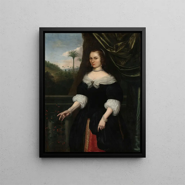 Portrait of Dina Lems, wife of Jan Valckenburgh - Daniel Vertangen — framed artwork on a wall