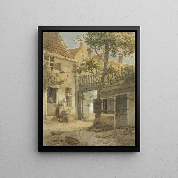 Cour d'une cour à Amsterdam - Daniël Kerkhoff — framed artwork on a wall