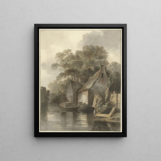 Houses by a Canal - Daniël Kerkhoff — framed artwork on a wall